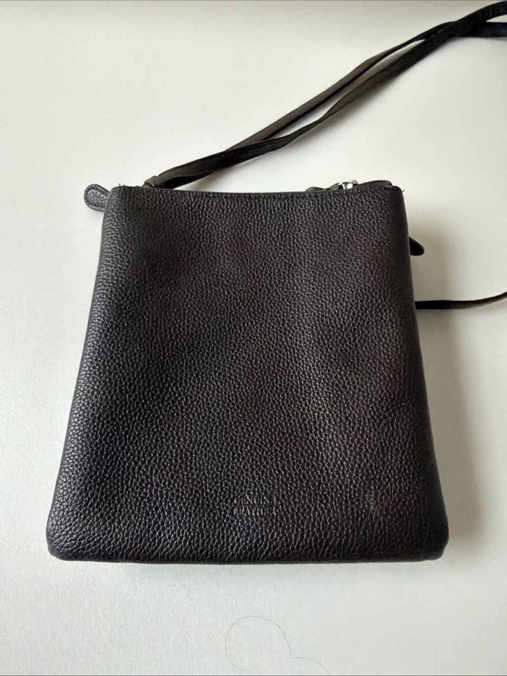 Giani Bernini Black Pebbled Leather Messenger Crossbody Bag